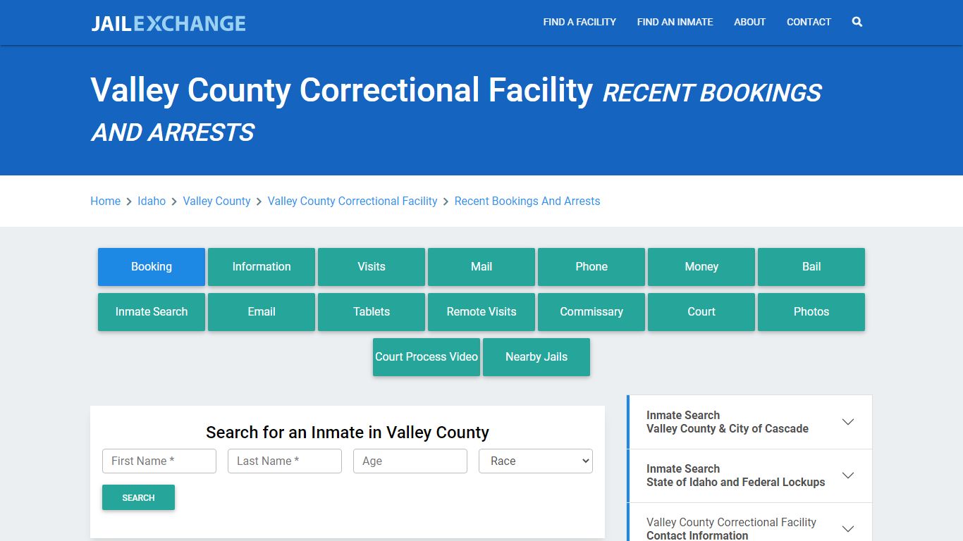 Valley County Correctional Facility Recent Bookings And Arrests